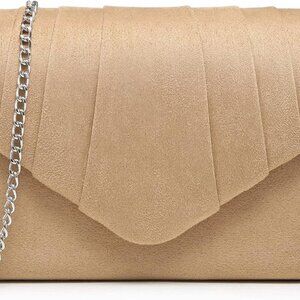Women's Evening Bag Pleated Envelope Clutch Handbag Wedding Party Bridal Purse